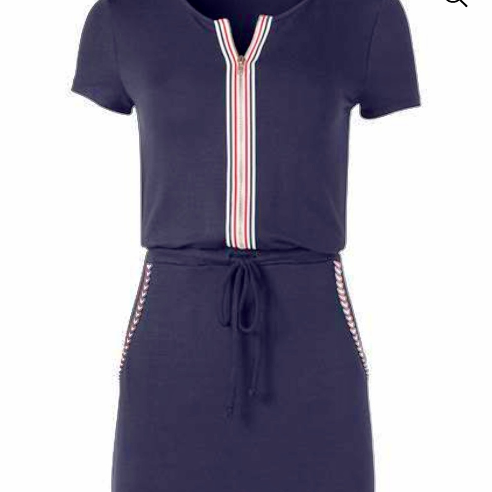 VENUS Navy Zipper Front Dress Size Medium - Picture 4 of 7